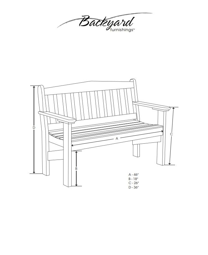COURTYARD - C664 GARDEN BENCH 4&#39;