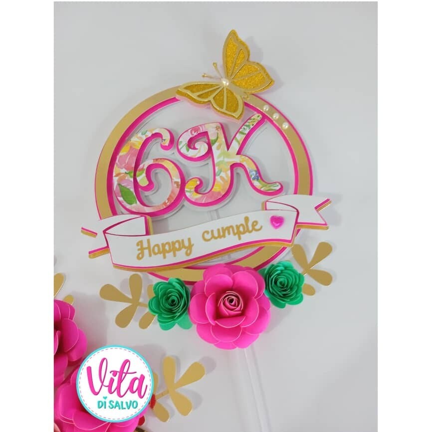 Cake toppers estampados personalizados.