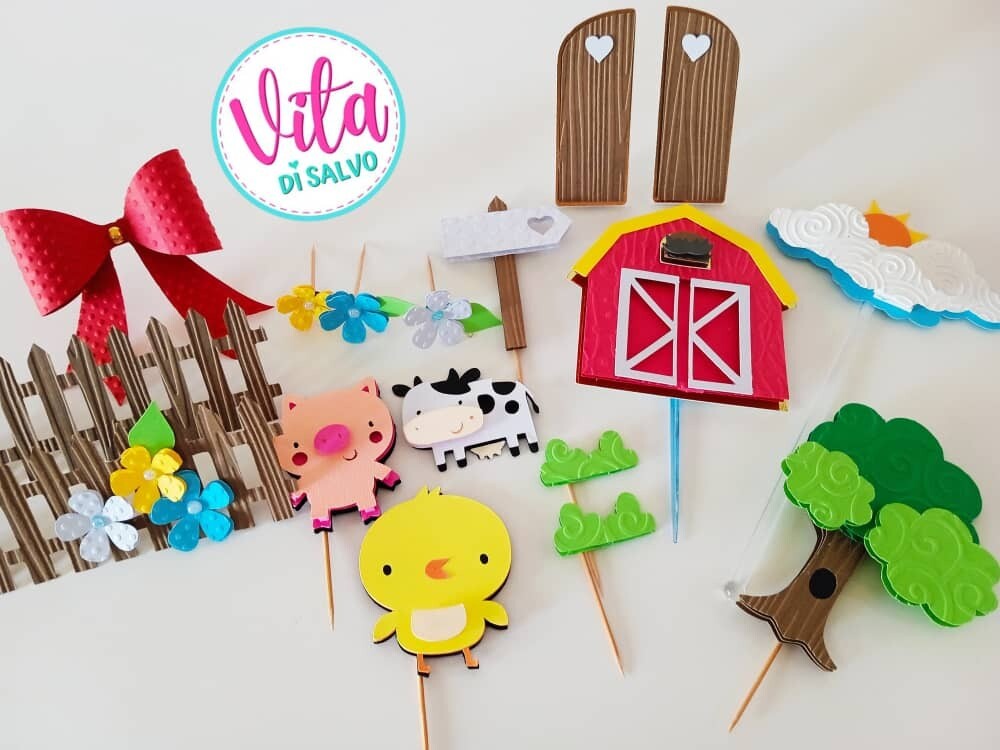 Set cake topper animalitos  de  la  granja