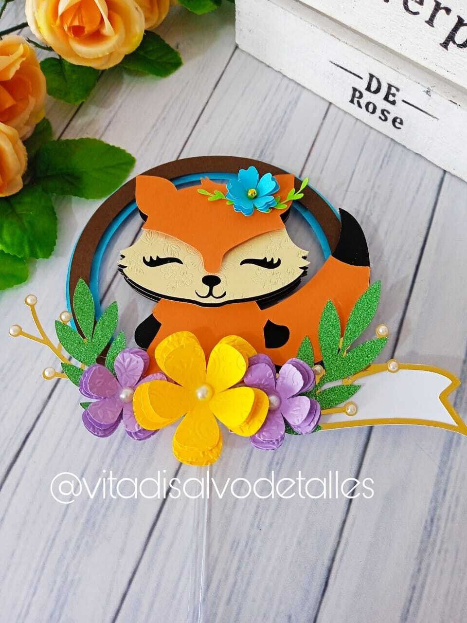 Cake topper inspirado en los animalitos del Bosque