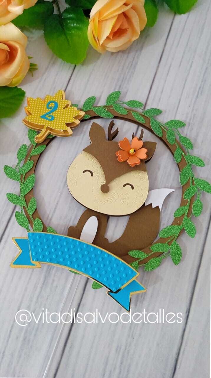 Cake topper inspirado en los animalitos del bosque