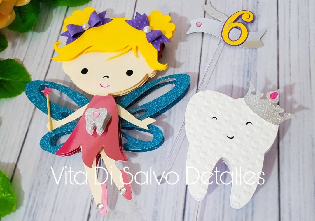 Set Cake topper temática Hada de los dientes