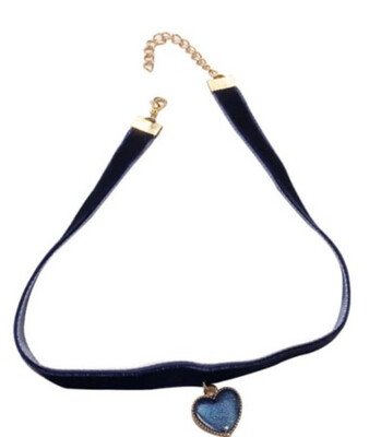 Velvet Choker Necklace w/ Enamel Charm