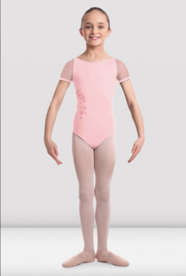 Bloch Boat Neck Front Embroidered Flower Leotard Bloch Boat Neck Front Embroidered Flower Leotard