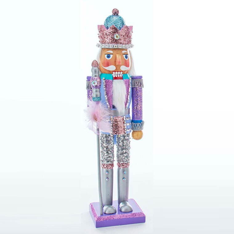 Purple &amp; Pink Glitter Nutcracker 15”