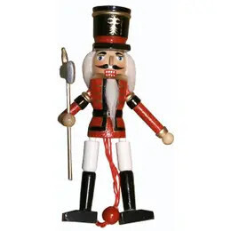 Soldier Nutcracker Pull Puppet Ornament 6”