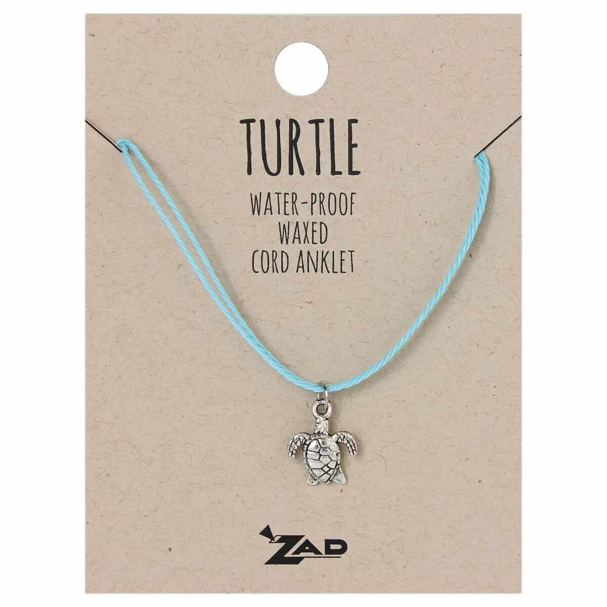 Turtle Charm Waxed Turquoise Pull Anklet
