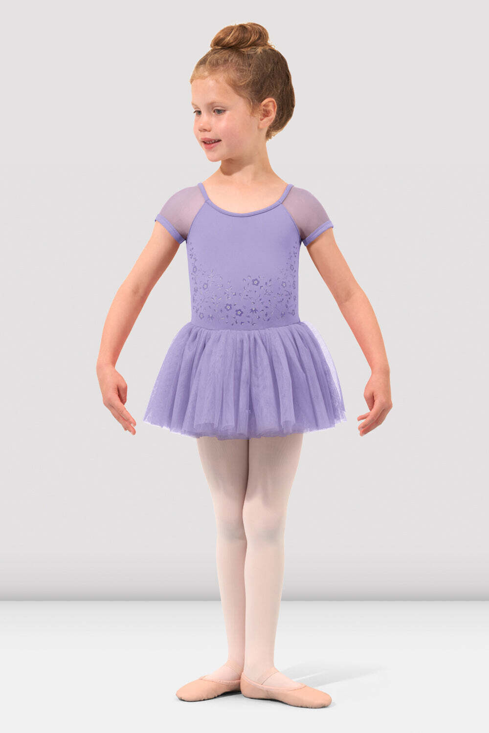 Bloch Cap Sleeve Flower Vine Cross Back Tank Dress w/ Leotard