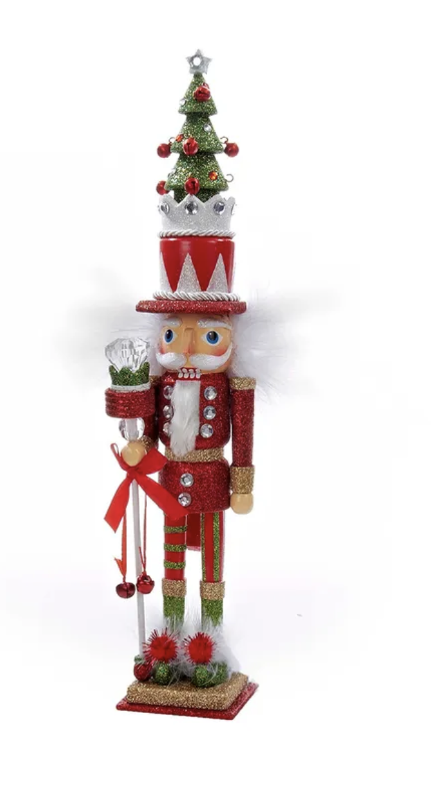 15” Hollywood Collection Santa w/Tree Hat  Wooden Nutcracker