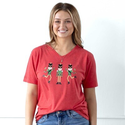 Red Dancing Nutcracker V Neck Tee
