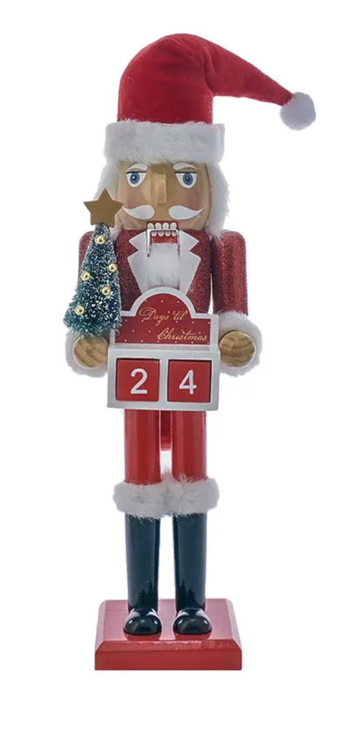 15” Santa Calendar Wooden Nutcracker