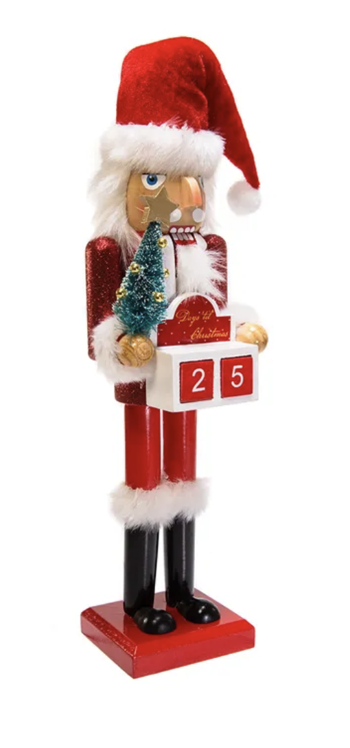 15” Santa Calendar Wooden Nutcracker