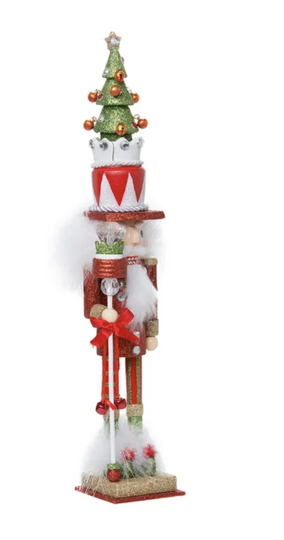 15” Hollywood Collection Santa w/Tree Hat  Wooden Nutcracker