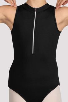 Zip Front Mesh Back Tank Leotard