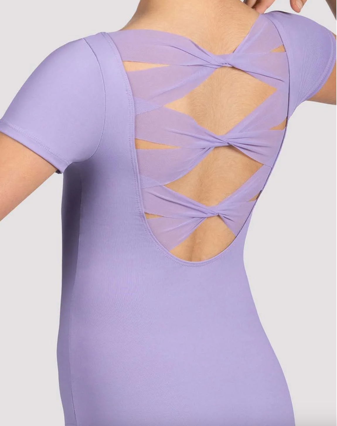 Boat Neck Twist Mesh Back Leotard