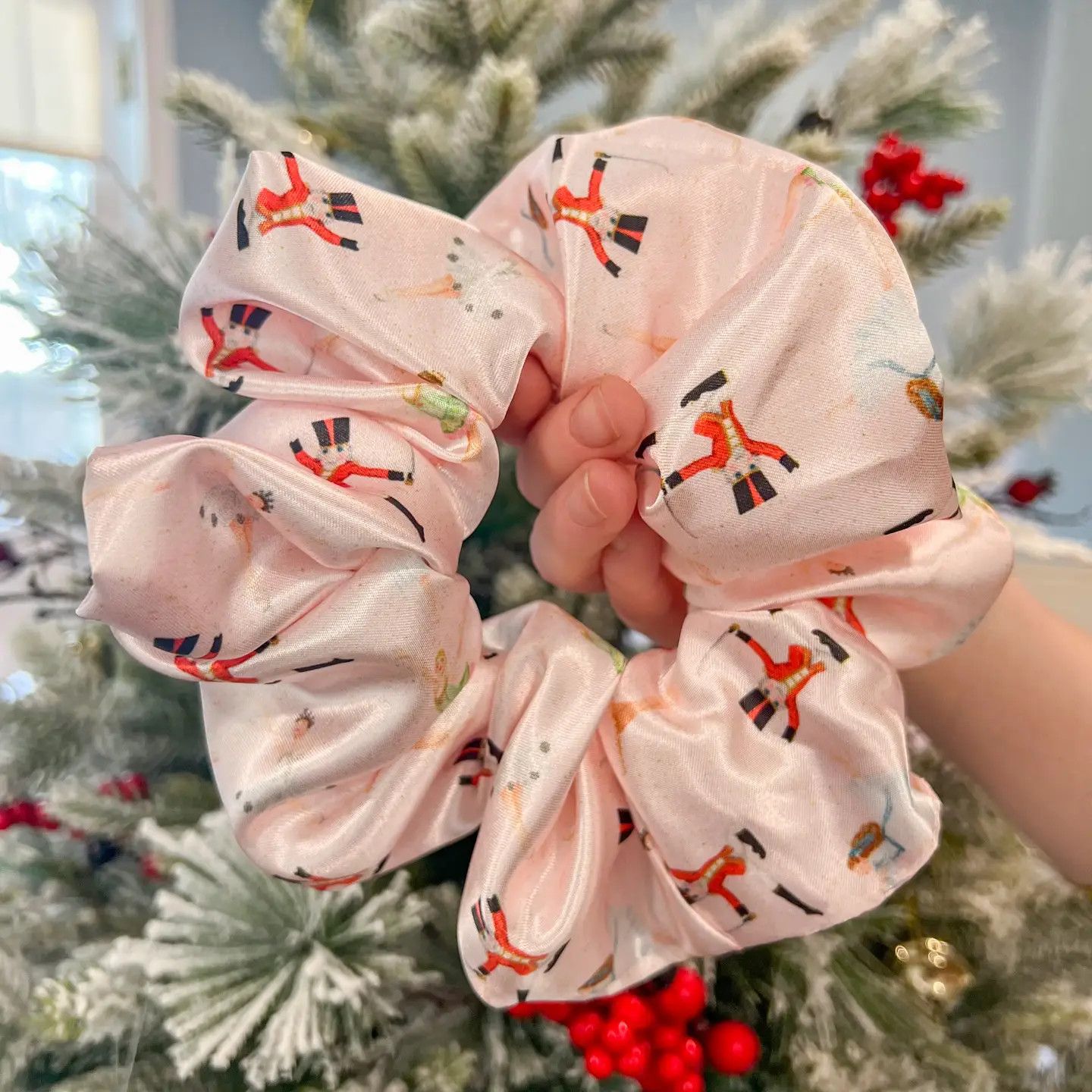 Nutcracker Oversized Luxury Pink Satin Scrunchie