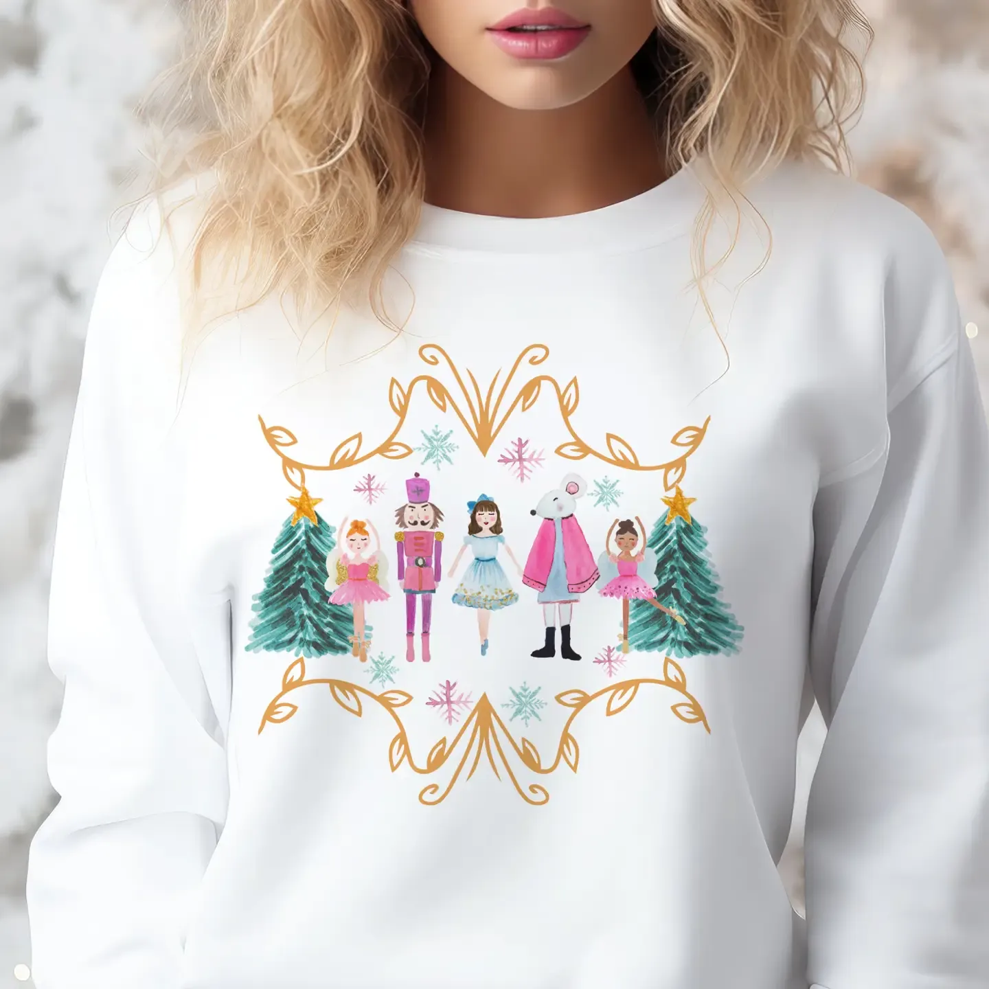 Nutcracker Christmas Trees Crewneck Sweatshirt