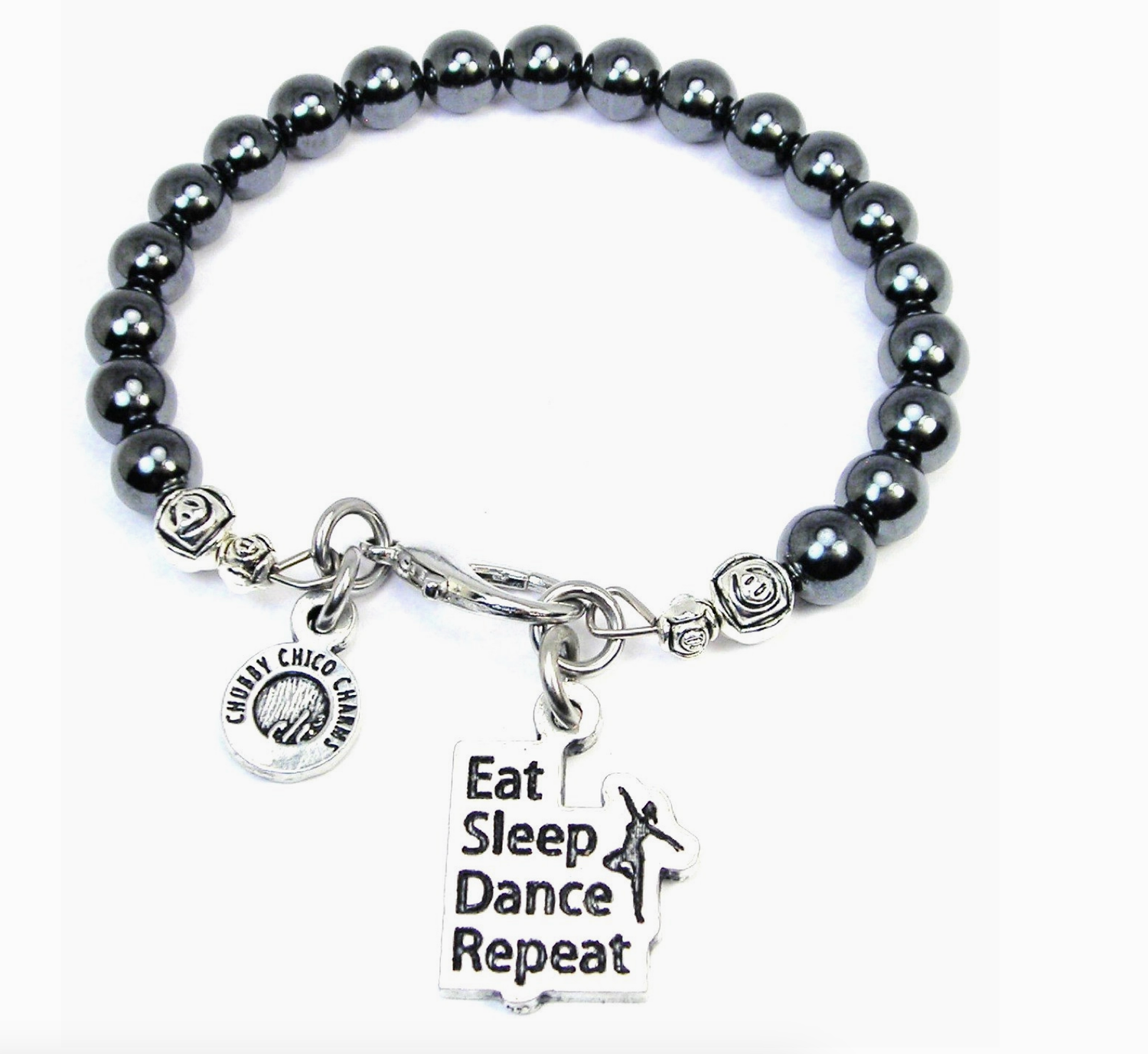 Eat Sleep Dance Repeat Hematite Braclet