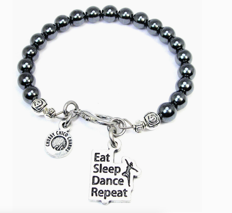 Eat Sleep Dance Repeat Hematite Braclet