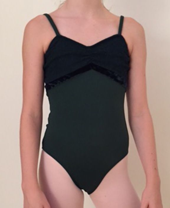 Velvet Trim &amp; Lace Cami Class In Leotard
