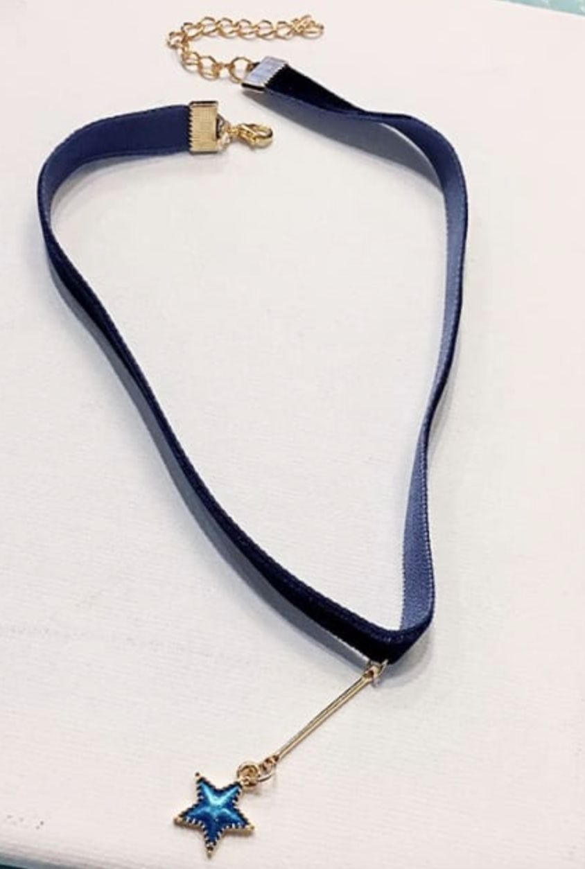 Velvet Choker Necklace w/ Enamel Charm