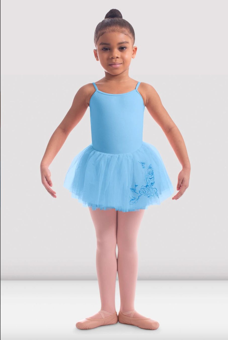 Bloch Girls Embroidery Mesh Tutu, Color: Pastel Blue, Size: 2-4
