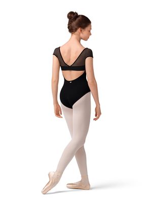 Mirella Striped  Cap Sleeve Leotard