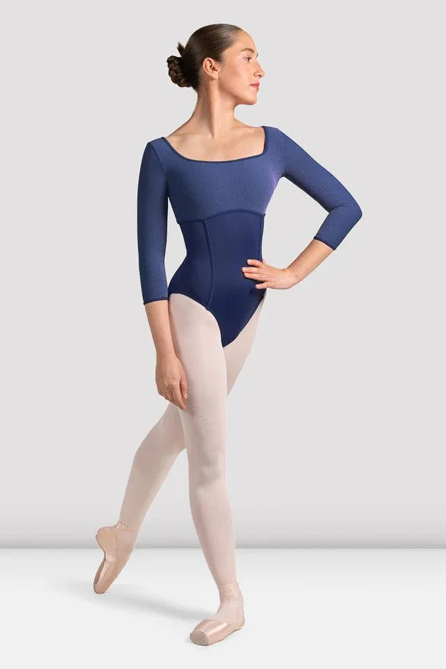 Mirella Zephyr Striped 3/4 Sleeve Leotard