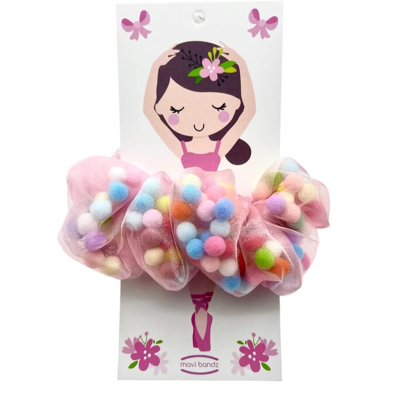 Ballerina Pom Pom Hair Scrunchie