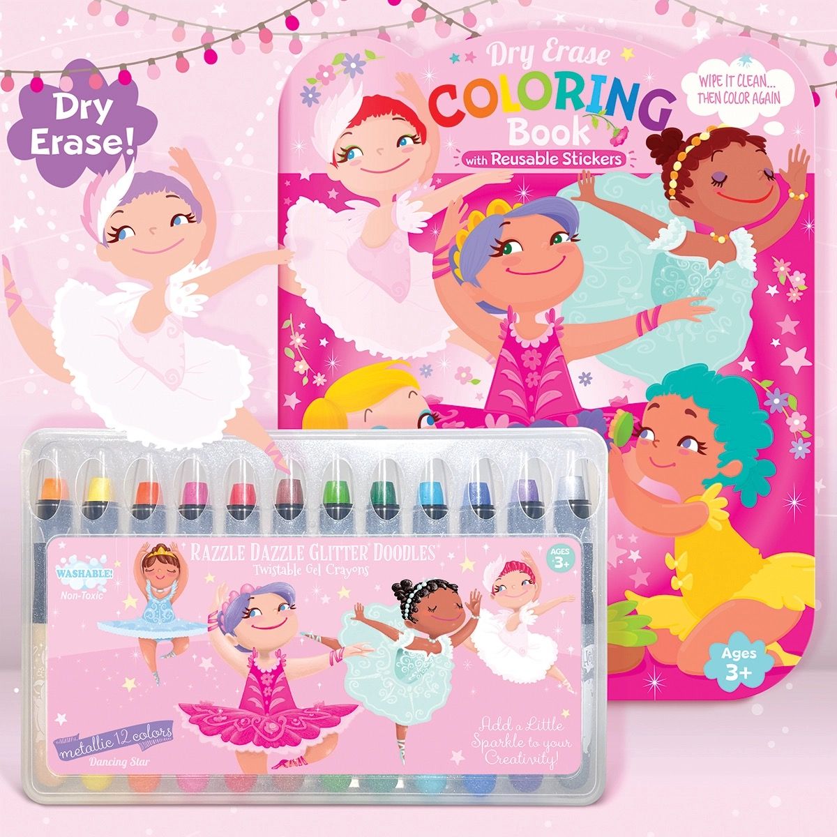 Ballerina Dry Erase Coloring Book &amp; Crayon Gift Set