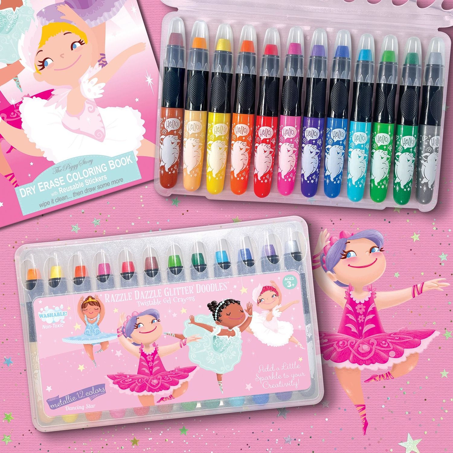 Ballerina Dry Erase Coloring Book &amp; Crayon Gift Set