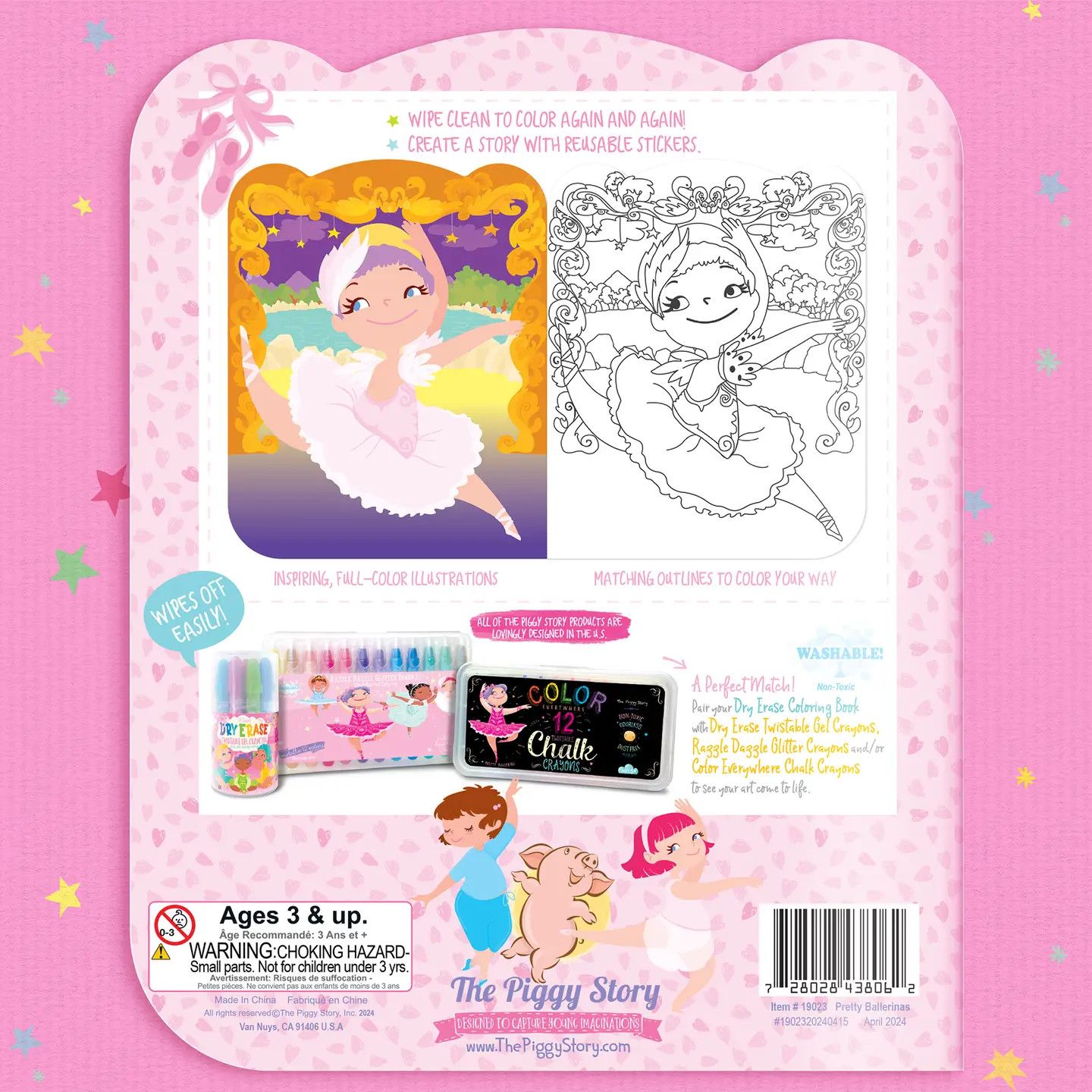 Dry Erase Resusable Coloring Book &amp; Stickers