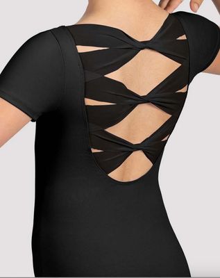 Boat Neck Twist Mesh Back Leotard