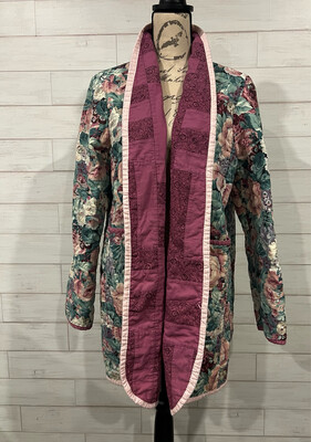 Burgundy Flowered Quilt jacket