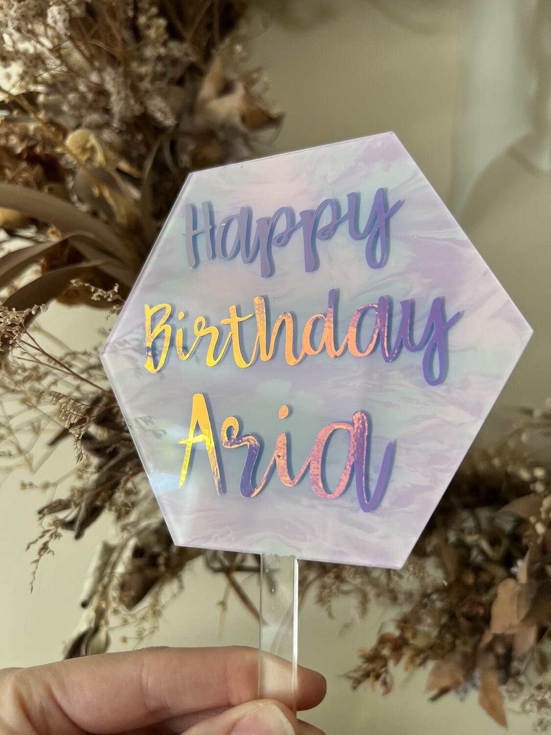 Hexagon Birthday Cake Topper