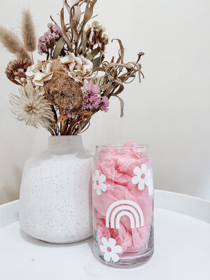 Daisy Rainbow Glass Can