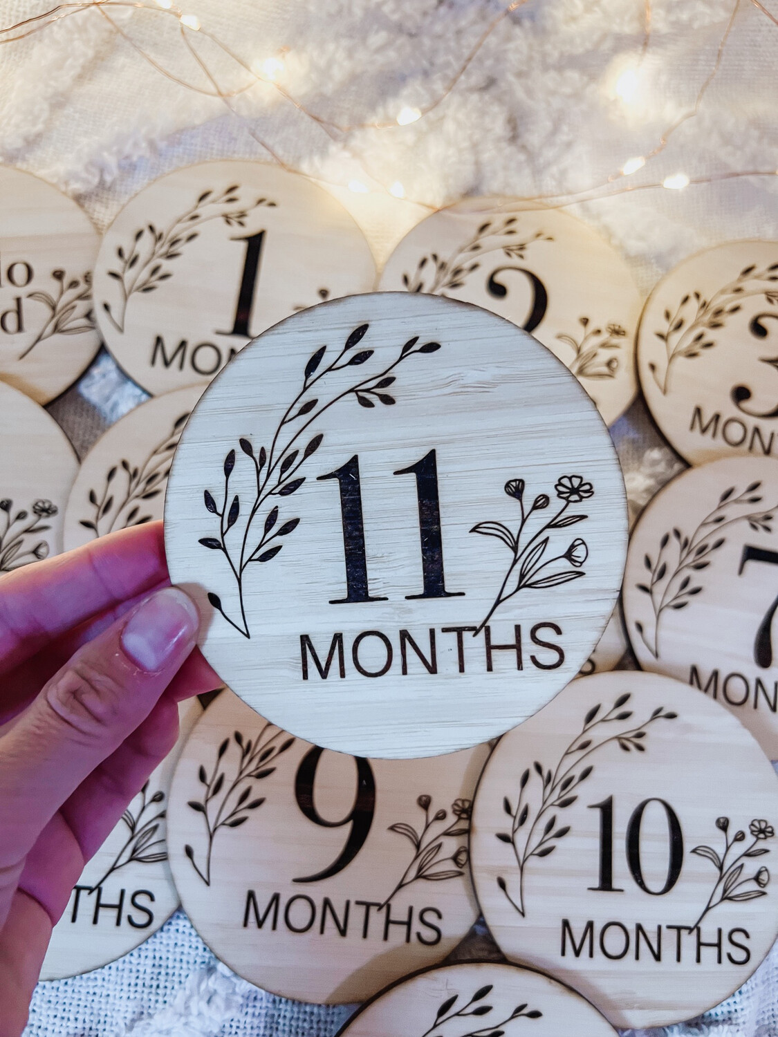 Wooden Milestone discs - Botanical