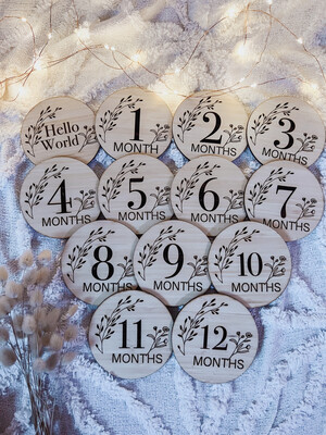 Wooden Milestone discs - Botanical