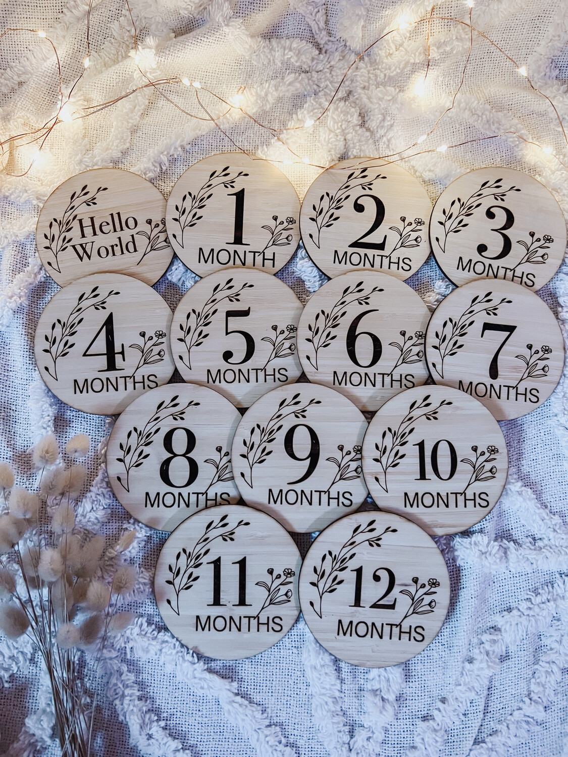 Wooden Milestone discs - Botanical
