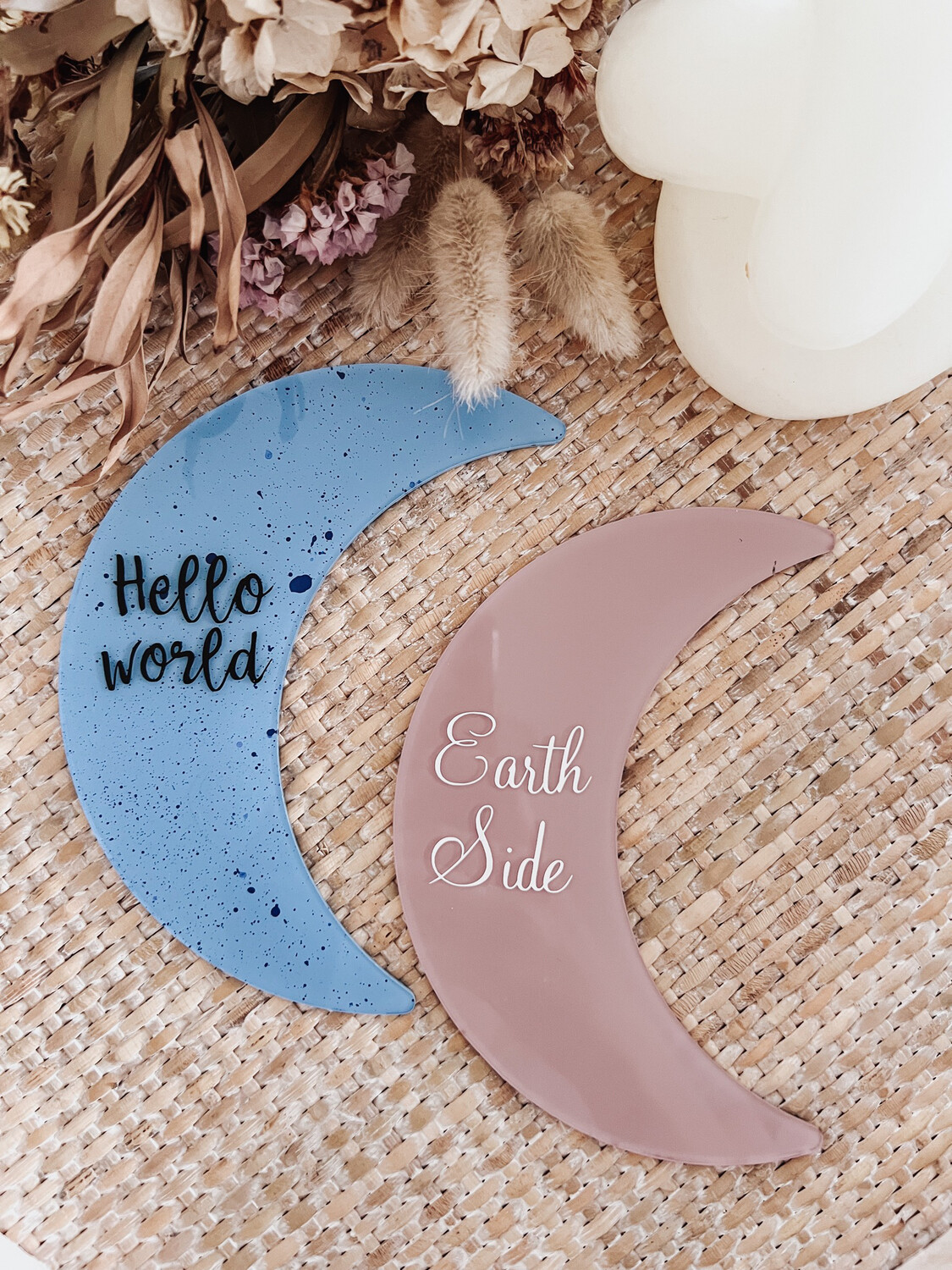Small Acrylic Baby Arrival Sign - Moon