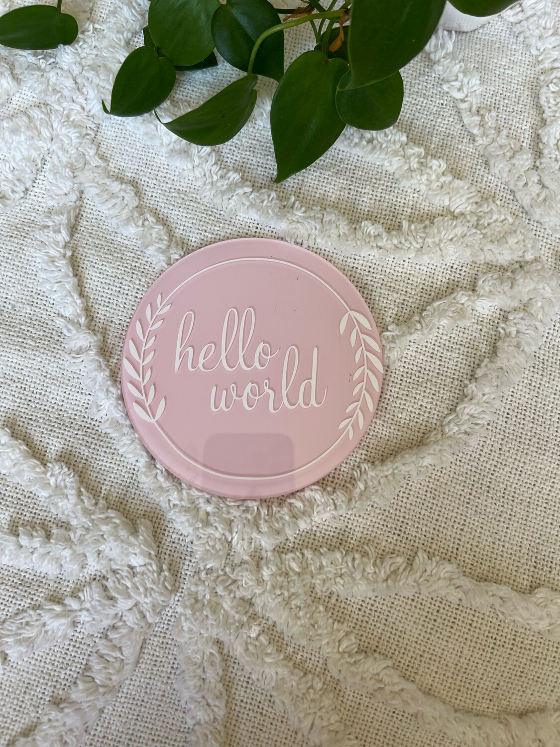 Small Acrylic Baby Arrival Sign - Circle