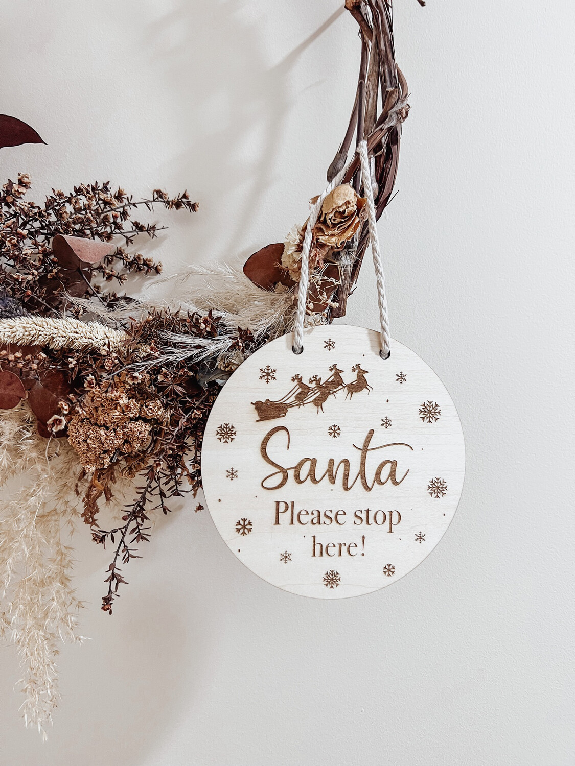 Wooden Santa Stop here sign