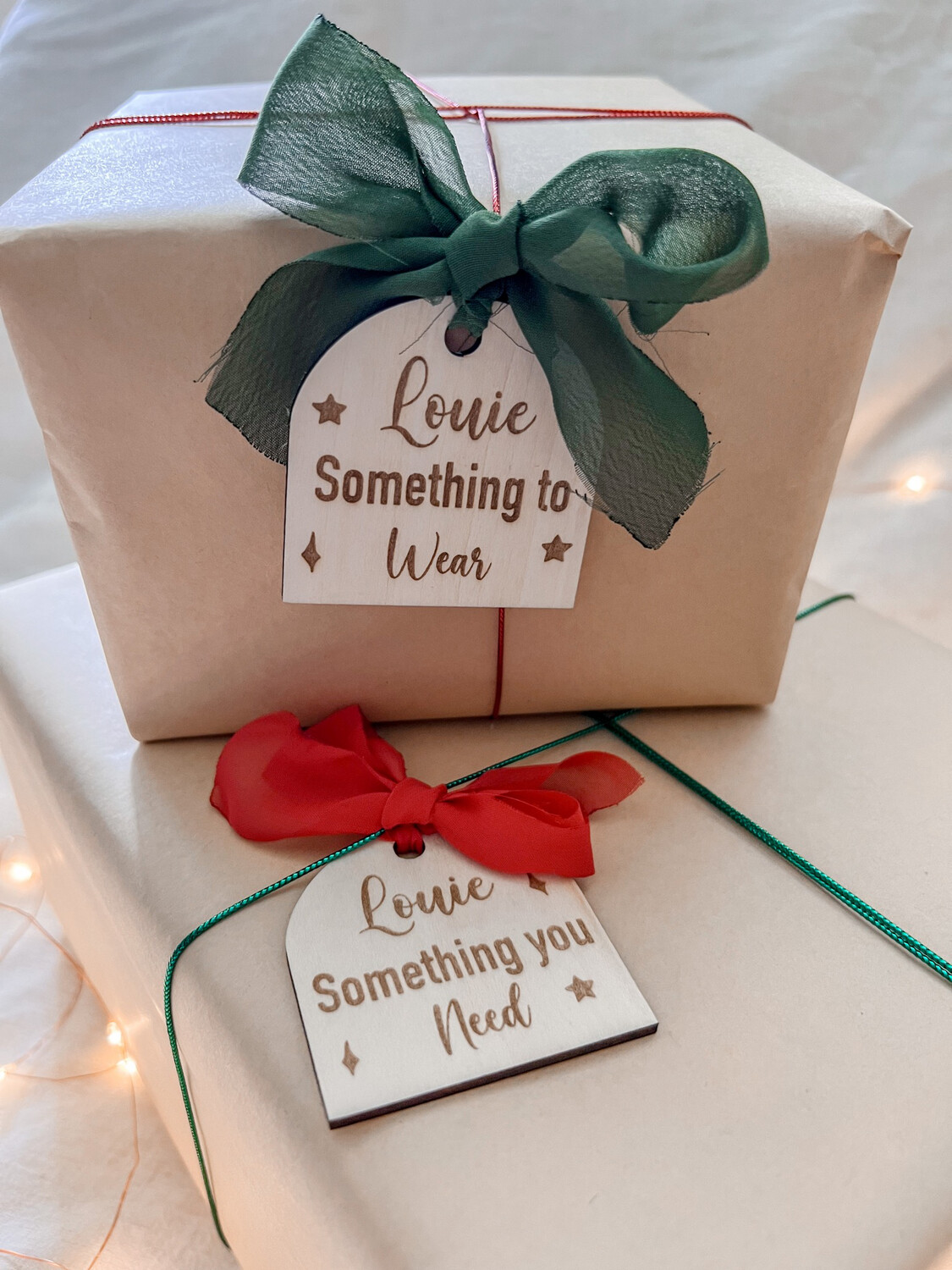 Personalised Wooden Want Need Wear Read tags