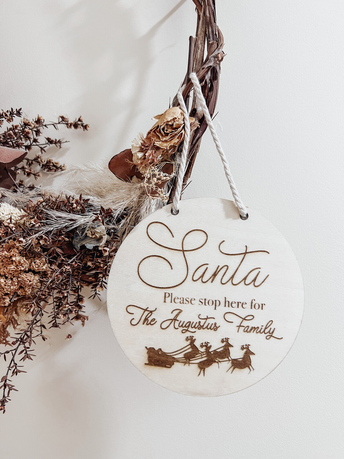 Wooden Personalised Santa Stop here sign