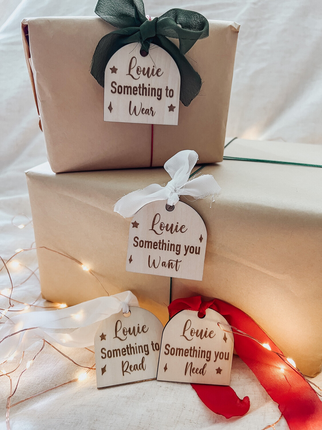 Personalised Wooden Want Need Wear Read tags
