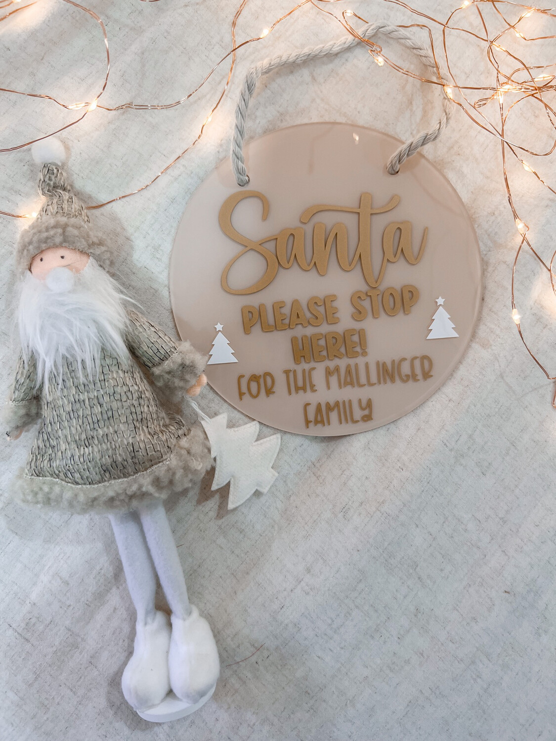 Personalised acrylic Santa Stop Here sign - Circle