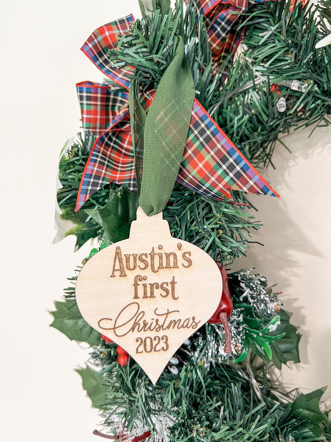 Personalised Wooden Babies first Christmas Decoration