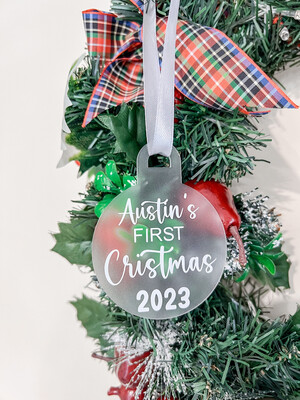 Personalised Baby&#39;s first Christmas Decoration - Frosted Acrylic