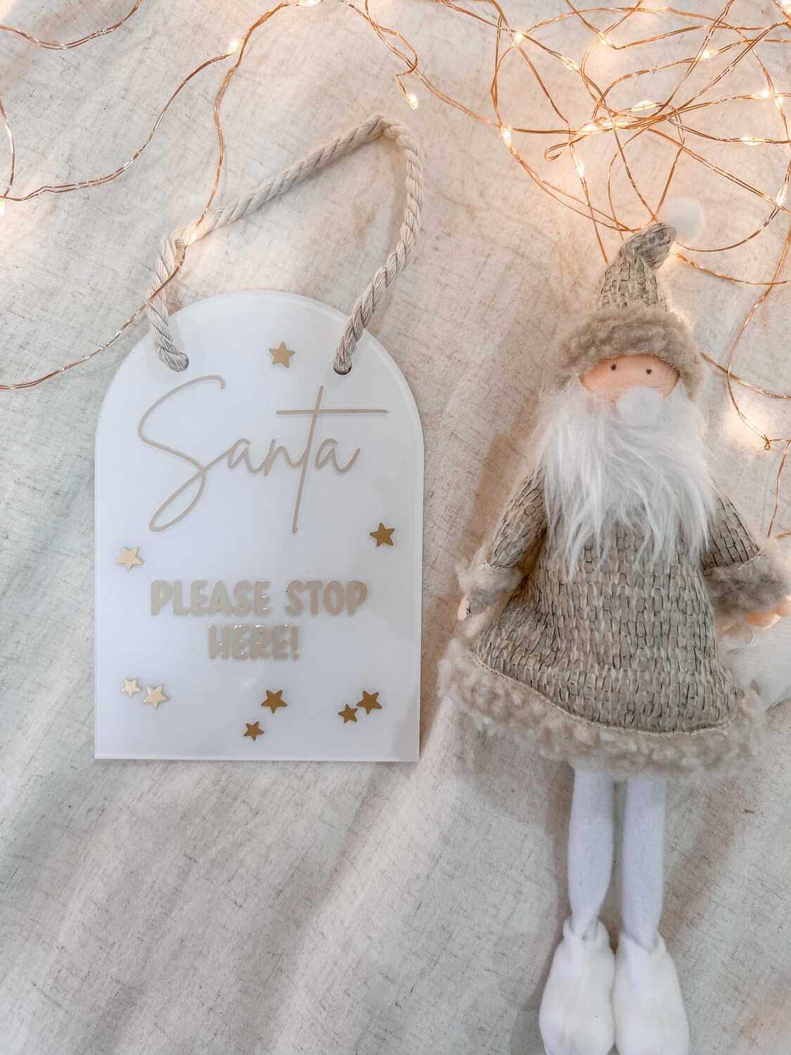 Acrylic Santa Stop Here sign - Arch