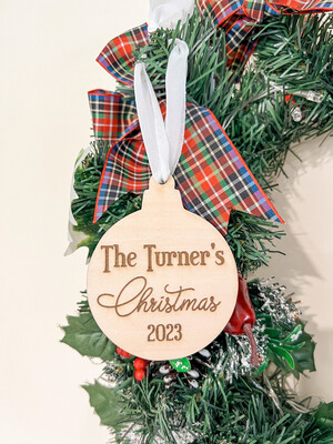 Personalised Wooden Family Name Christmas Decoration